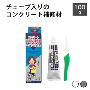 補修材 コンクリート補修 ひび割れ 壁 土間 床 一液タイプ アクリルエマルジョン系【チューブタイプ ペーストモルタル 100g ホワイト/グレー】