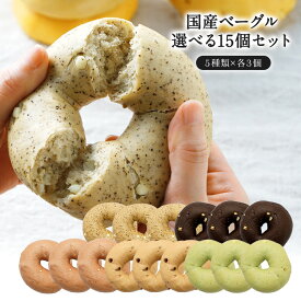 5種類選べるベーグル15個セット[各3個×5種]［冷凍のみ]【送料無料】【3〜4営業日以内に出荷】[B]