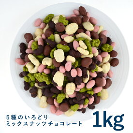 5種のいろどりミックスナッツチョコレート1kg　ナッツ チョコ 2024 お返し ナッツチョコ チョコレート 自分用 おしゃれ かわいい 可愛い ギフト 友チョコ［基本冷蔵/冷凍も可］【2～3営業日以内に出荷】