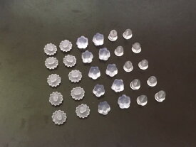 送料無料！【ピアス 樹脂キャッチ チタンピアス他　花2種各10、円すい×10 30個入】