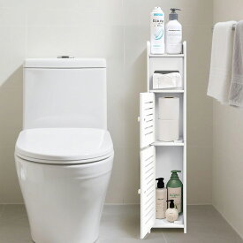 【期間限定 5倍】トイレ収納 ペーパー ティッシュ収納 スリム トイレラック 組立簡単 幅15cm 奥行15cm 高さ80cm 隙間収納 小物置き ホワイト