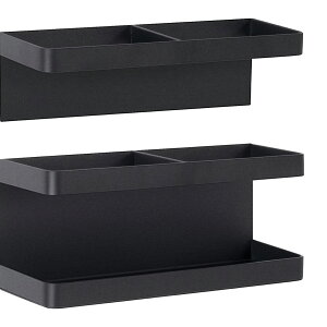 マグネット傘立て ブラック スリム おしゃれ 水受けトレイ付き 多機能傘収納 玄関ドア壁掛け コンパクト 傘立て 玄関扉収納 (ブラック)