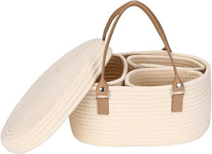 おむつ収納バッグ おむつストッカー オムツ入れ ベビー用品収納 収納ケース カゴ バッグ ボクス ロープバスケット ロープストレージ おしゃれ収納 小物入れ 赤ちゃん 出産準備 出産祝い