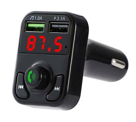 FM トランスミッター 2ポート Bluetooth 対応 シガーソケット カーアダプター ハンズフリー通話 iPhone 高音質 12V 24V Android USB充電