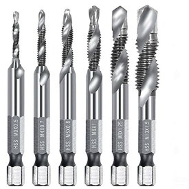 送料無料　六角軸 HSS 面取りタップ　ドリルタップ 穴あけ ネジ切り 6本セット 【M3 M4 M5 M6 M8 M10】