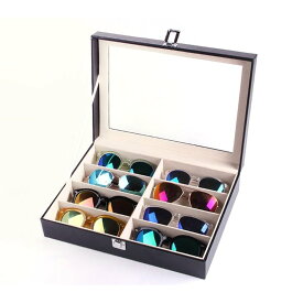 メガネ　サングラス　収納ボックス　8個　8本　収納　コレクション　ケース　収納ケース　展示　レザー風　おしゃれ　ディスプレイ