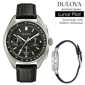 【P5倍 5/23 20時～】ブローバ 腕時計 BULOVA 時計 メンズ腕時計 アーカイブシリーズ ハイパフォーマンスクオーツ ルナ パイロットクロノグラフ 262kHz駆動 シルバーフェイス ブラックレザーベルト Archive Series Lunar Pilot Chronograph 96B251