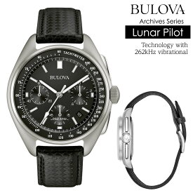 ブローバ 腕時計 BULOVA 時計 メンズ腕時計 アーカイブシリーズ ハイパフォーマンスクオーツ ルナ パイロットクロノグラフ 262kHz駆動 シルバーフェイス ブラックレザーベルト Archive Series Lunar Pilot Chronograph 96B251