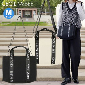 【10%OFF CP 4/18 0時～】【新入荷！】セシルマクビー CECIL McBEE トートバッグ ショルダーバッグ Mサイズ レディース ロゴ入りカバン 鞄 ショルダー TOTE BAG 通勤 通学 ブラック ホワイト CM121141