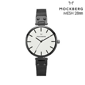 【スーパーSALE 割引商品】モックバーグ MOCKBERG 腕時計 メッシュベルト レディース 時計 28mm Lio White Petite ブラック ホワイトフェイス MO406