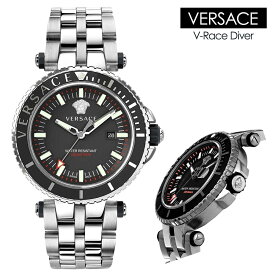 ヴェルサーチ versace メンズ 腕時計 V-Race Diver クオーツ シルバー ブラック メッシュベルト VS-VAK030016
