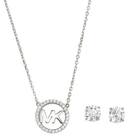 【P5倍 5/23 20時～】マイケルコース MICHAEL KORS MKC1260AN040 MKロゴ パヴェ サークル ネックレス ピアスセット シルバー クリア レディース アクセサリー