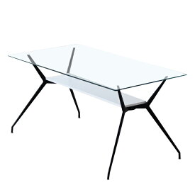 ダイニングテーブル 140cm幅 角テーブル ガラステーブル アイアン 棚付き モダン 北欧 カジュアル シンプル 北欧モダン 4人用 食卓 机