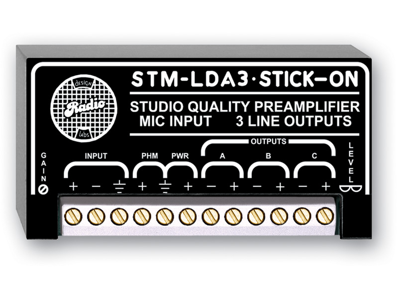 RDL STM-LDA3 大好評です ◆セール特価品◆ ファンタム付 スタジオクオリティ マイクプリアンプ 送料無料 STICK-ON#174;シリーズ － ３ライン出力