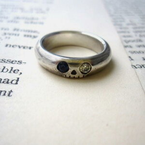 Vantique FUNNY SKULL RING/L BLUE&CLEAR STONE