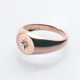 RESOL diamond signet ring SV925 (Pink Gold coating)