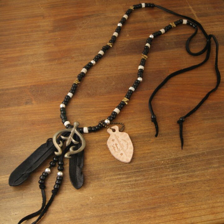 楽天市場】Rooster King & Co. Naja Black Feather&Beads Necklace : C-G