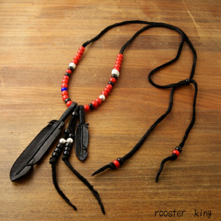 楽天市場】Rooster King & Co.・J.D Black Feather Necklace Red 
