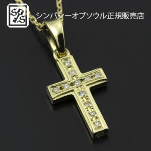 SYMPATHY OF SOUL Small Gravity Cross Necklace - K18 Yellow Gold w/Diamond