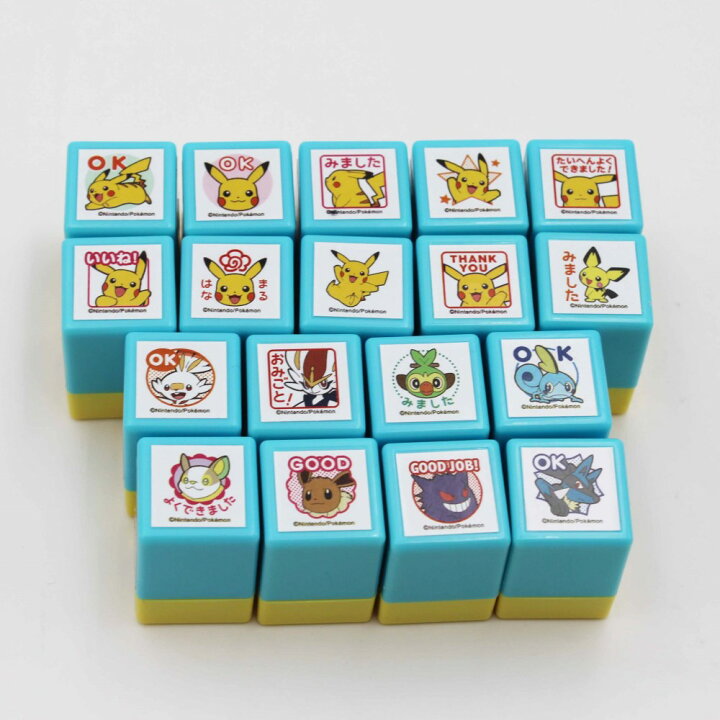 楽天市場 送料無料 よりどり選べる5個セット こどものかお ポケットモンスター ミニ ポンスタンプ 使いきりタイプ ピカチュウ イーブイ ピチュー ヒバニー サルノリ メッソン エースバーン ワンパチ ゲンガー ルカリオ浸透印 ゴムケンのお手軽スタンプ