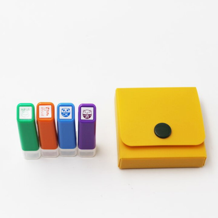 楽天市場 送料無料 こどものかお 選べる4本セットケース付 スケジュール浸透印スタンプ 早 遅 晴れ 曇り 雨 済 Ok かくにん みました 忍者 手裏剣 塾 休 くま ぱんだ ねこ 花丸 ゴムケンのお手軽スタンプ