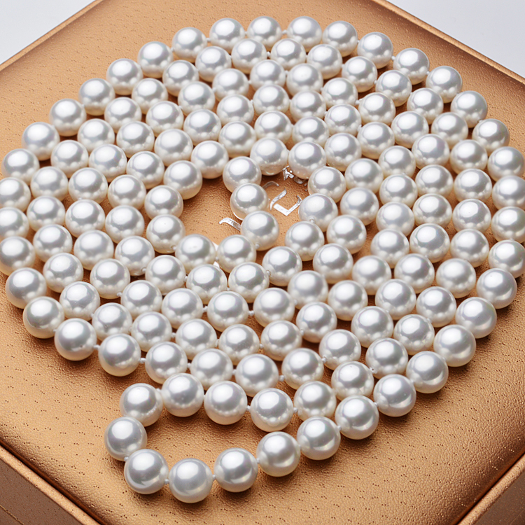 楽天市場】送料無料 高級真珠 花珠貝パールネックレス ロング 10mm真珠