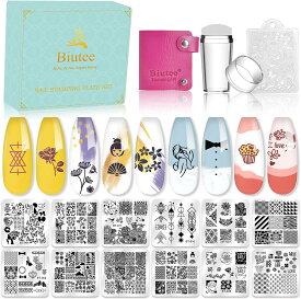 【冬得セールx10%OFF券】 Biutee ネイルイメージプレートセット 12枚ネイルプレート 1スタンプ 1スクレーパー 1カードバッグ ネイルステンシル スタンピングイメージプレート ネイルアートツール ネイルステンシル ネイルデザイン用品 母の日