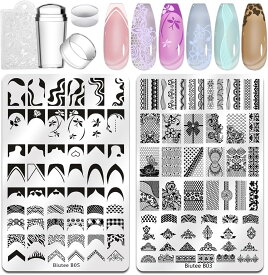 【冬得セールx10%OFF券】 Biutee ネイルイメージプレートセット 2枚セット ネイル イメージ プレートセット ネイルスタンプ ステンシルプレート ネイルアートキット レース スクラッチピン テンプレートキット フレンチラインフリル 母の日