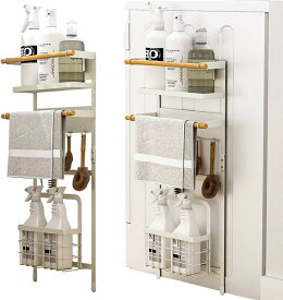 【SS-P10倍＆最大10%OFF券】 SEISSO 洗濯機収納ラック マグネットラック キッチン収納 スパイスラック 穴開け不要 強い磁気吸着 キッチンペーパーホルダー ランドリーラック 冷蔵庫 洗面所 サイドラック 小物入れ 冷蔵庫横 マグネット 収納ラック 取付簡単