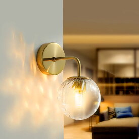 【SS-P10倍＆最大10%OFF券】 DEWEL ペンダントライト インテリア照明 ウォールライト 壁付け照明 北欧風 ウォールランプ LED 電球対応 おしゃれ 照明器具 シンプル 丸い 玄関灯 ゴールド 透明 1灯 E14金口 110V 電球は別売り ダイニング リビング カフェ