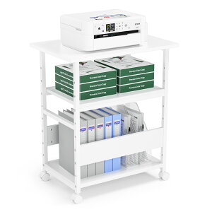 【ハロウィンセール20%OFF券】 DEWEL プリンター台 棚板高さ調節可 キャスター 3段 デスクサイド収納棚 収納ラック ファイル収納 中棚調整 収納棚 耐荷重60kg デスク下ワゴン サイドラック サイ