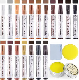 【ぬくもりセール！15%OFF券】 DEWEL 木製品キズ補修セット 家具補修マーカー 18色補修棒 フローリング補修 家具補修 フローリング 床 ドア ネジ穴、ひび割れ、釘目、傷、焼灼、変色など補修 芯削り器 18本セット