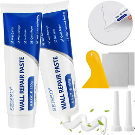 【冬得セールx10%OFF券】 SEISSO 壁穴補修キット 2本セット 250ml 乾式壁パッチ修復キット リペアプレート 壁の穴ふさぎ 穴埋めパテ 壁 補修 壁のひび、亀裂、汚れなど補修 壁の亀裂補修 汚れ補修 壁剥離落の補修 壁修理クリーム 使用簡単