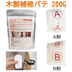 【ぬくもりセール！15%OFF券】 SEISSO パテ 木製ドア補修 200g ドアフレーム破損用 耐久性 使用便利 穴埋め 硬度高く 割れない 木製家具補修 脱落しにくい 木製品キズ補修 家具磨き 傷修復＆修理 ねじ穴のぐらつき補修パテ 木部用 ネジ穴 補修 木工パテA 木工パテB 白