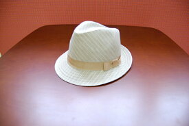 紳士用ハット 【リネンシャンブレーストライプ　中折れ帽子（サックスブルー／ベージュ）】父の日 紳士用帽子 男性用帽子 ハット パナマハット パナマ帽