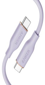 Anker PowerLine III Flow USB-C & USB-C ケーブル Anker絡まないケーブル PD対応 シリコン素材採用100W iPhone 15 Galaxy iPad Pro MacBookPro/Air 各種対応 (0.9m ライトパープル)