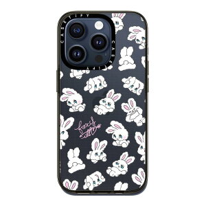 CASETiFY �R���p�N�g iPhone 15 Pro �P�[�X [MIL�K�i���� (2x MIL-STD-810G) / 1.2m����̗����e�X�g���N���A] - Bunnies - �N���A �u���b�N