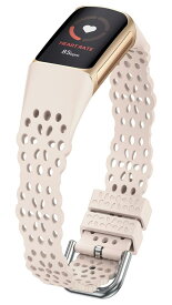 Fitbit Charge6/Charge5バンド フィットビット チャージ6/チャージ5に対応 スポーツバンド レース柄シリコン交換ベルト かわいい おしゃれ 女性 レディース(スターライト