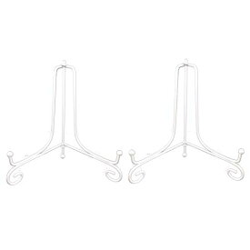 プレートスタンド アイアン 皿立 写真立て 本立て 白8号 (2個セット)