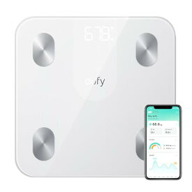 Anker Eufy (ユーフィ) Smart Scale A1（体重体組成計）【アプリ対応/Fitbit連携/体脂肪率/BMI/基礎代謝量/水分量/体脂肪量/骨量/内臓脂肪/コンパクトサイズ】ホワイト