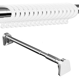 強力 突っ張り棒 3m以上 伸縮 突っ張り棒カーテン4m 直径33mm 洗濯竿 錆びない 室内 つっぱり棒 かーてん 245-400cm 20個のカーテンリング付き