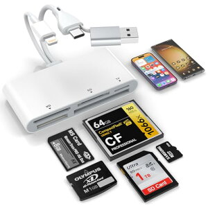 y2025ŐV^z[J[h[_[, 5in3 Lightning/Type-C/USB - SD/TF(Micro SD)/MS/XD/CF J[h[_[ OTGΉ  o] ݒsv iPhone, iPad, MacBook, iMac, Samsung, Google, PCɑΉ