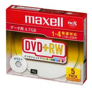 �}�N�Z��(Maxell) �f�[�^�pDVD+RW �z���C�g���[�x���f�B�X�N�i1�`4�{���j D+RW47PWB.S1P5S