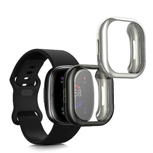 kwmobile 2x �P�[�X Fitbit Versa 4 / Sense 2 �J�o�[ - �t���J�o�[ �V���R�� �ϏՌ� �S�̕ی� ���F/�V���o�[