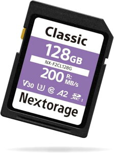 Nextorage ���{���[�J�[ UHS-I SD�J�[�h 128GB SDXC V30 U3 �������[�J�[�h 4K �ő�ǂݏo�����x 200MB/s ���ő�ǂݏo�����x: 200MB/s��Nextorage�f���A���X���b�g�J�[�h���[�_�[ �uNX-DF1CL�v���g�p����K�v��