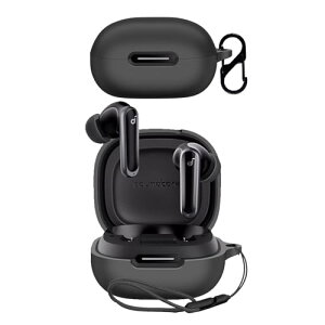 Anker Soundcore P40i �p �P�[�X �J�o�[ �yNOUKAJU�z ���C�����X �C���[�z�� �V���R�� �ی�P�[�X �i�J���r�i�t��+�X�g���b�v�t�� �j �����h�~ �L�Y�h�~ �ϏՌ� �����[�d�\ �h�� �h�o (�u���b�N)