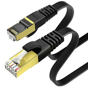 3m KASIMO LAN�P�[�u�� CAT7 �t���b�g �����^ 10Gbps 600Mhz/s ���� �L��lan�P�[�u�� STP ���c�� �ܐ܂�h�~ RJ45 wifi�P�[�u�� �J�e�S���[7 �t���b�g�P�[�u�� (3m, �u���b�N)