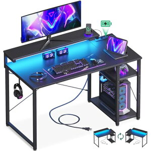 AODK �Q�[�~���O�f�X�N �p�\�R���f�X�N ���b�N&�R���Z���g�t�� ��100cm �� pc�f�X�N �Q�[���f�X�N gaming desk ���j�^�[��&LED�t�� �Q�[�~���O�e�[�u�� ���E����ւ� �J�[�{�����u���b�N