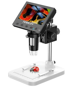 TOMLOV �R�C�� �f�W�^�������� �q�� USB�[�d�� 1000x �t�� ���߉\ �f�W�^���}�C�N���X�R�[�v LED�����v8�� ���~�X�^���h 4.3�C���`�d�q������ PC�ڑ��\ Windows ���S�� �w�� �����ώ@/���R����/��