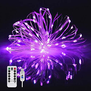 Azakka mini LED �W���G���[���C�g 10M 100�� �p�[�v�� �C���~�l�[�V�������C�g Purple Night Lights USB���d�� �t�F�A���[���C�g �����R���t���z���f�[�f�R���[�V�������C�g 8��ރ��[�h �_�� �_�� �^�C
